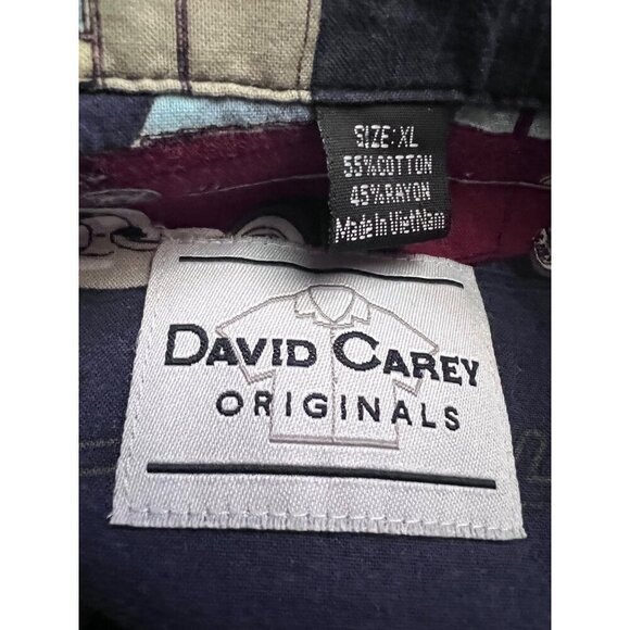 David Carey Mens Vintage Retro Classic Chevy Cars Button Up Camp Shirt XL Pocket - Picture 7 of 7